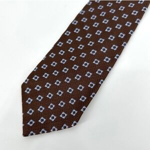 NWT Brooks Brothers 100% Silk Tie Men Brown Blue Geometric Floral Preppy Necktie